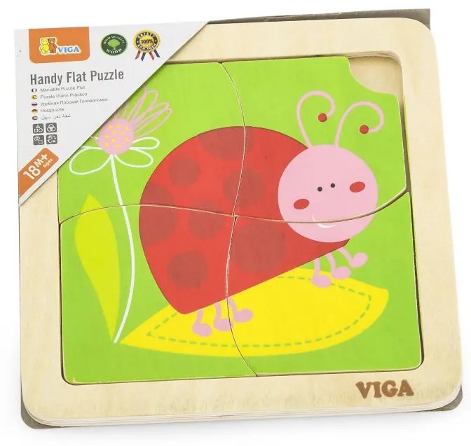 Viga drevené puzzle 4 dieliky - Beruška