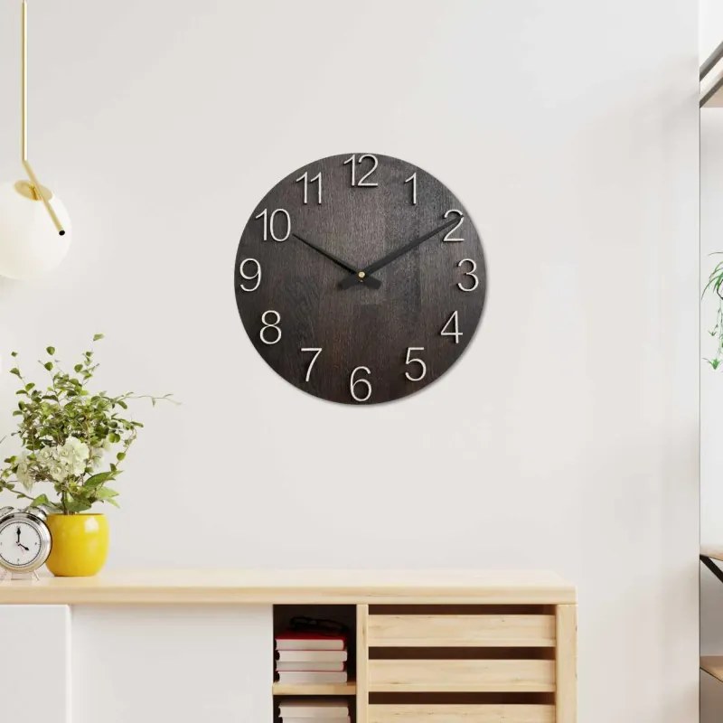 Luxusné drevené nástenné hodiny Wenge s 3D číslicami | SENTOP MAS016-OSMO-3169-heads-black