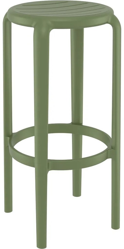 TOM BAR 75 záhradná barová stolička olive green