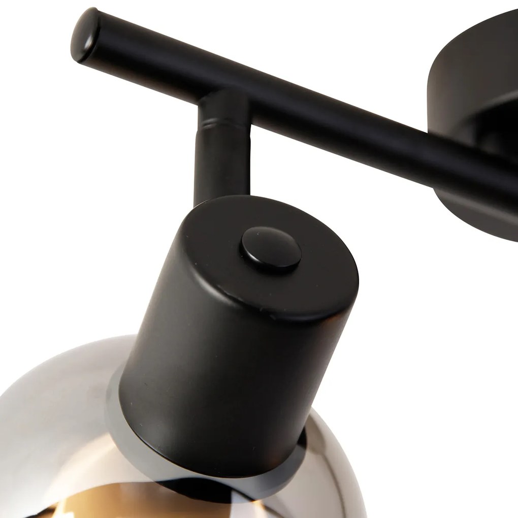 Inteligentné stropné svietidlo čierne s dymovým sklom vrátane 2 Wifi P45 - Vidro