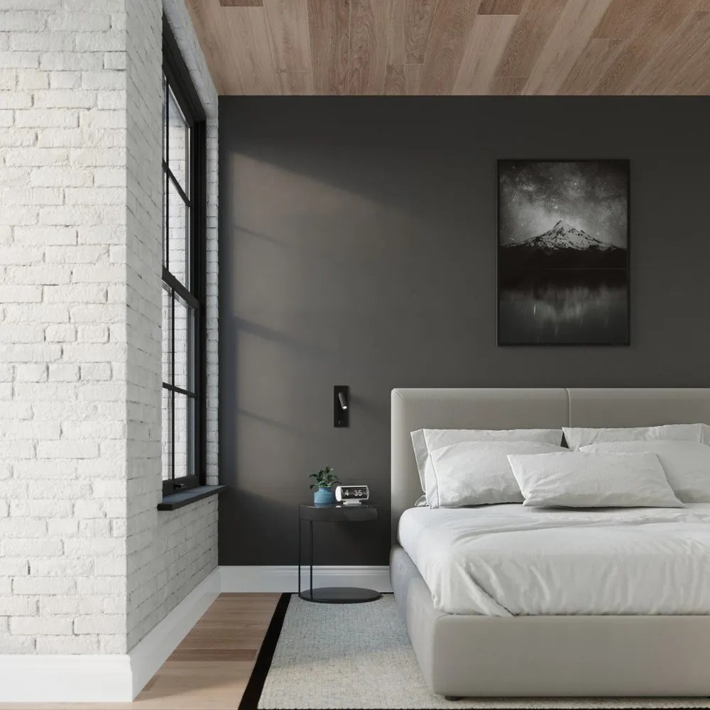 Čierne kovové nástenné svietidlo Chimery – Sollux