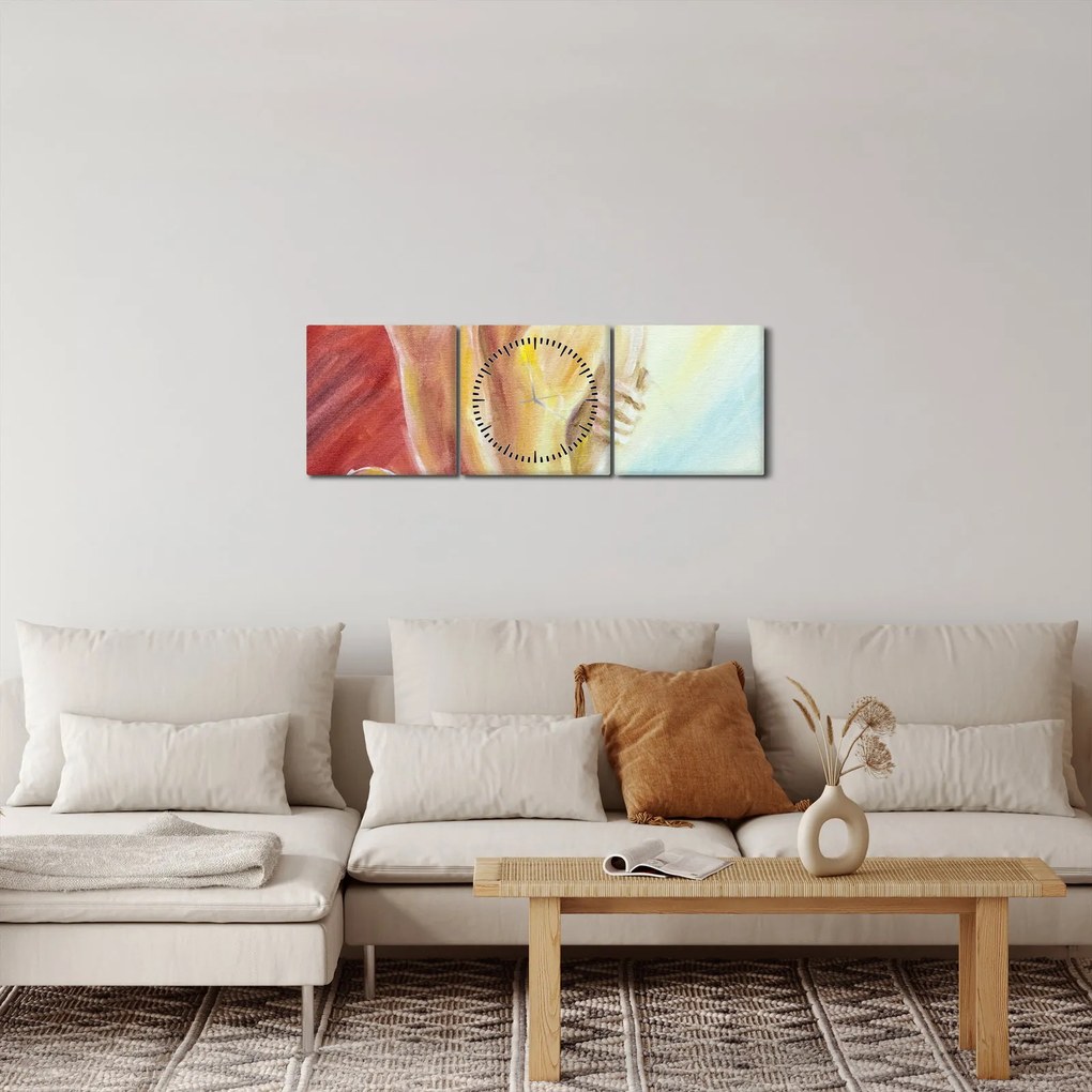 Obraz odpočívajúce ženy, olejomaľba (s hodinami) (90x30 cm)