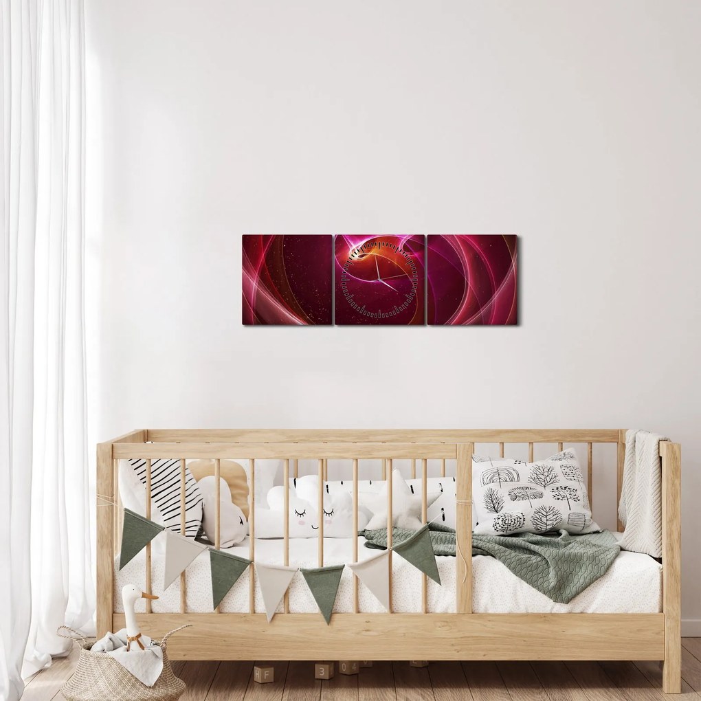 Obraz - Svetelné linky (s hodinami) (90x30 cm)