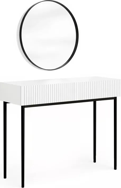 Toaletný stolík Nicole so zrkadlom 60 cm - biely mat / čierna