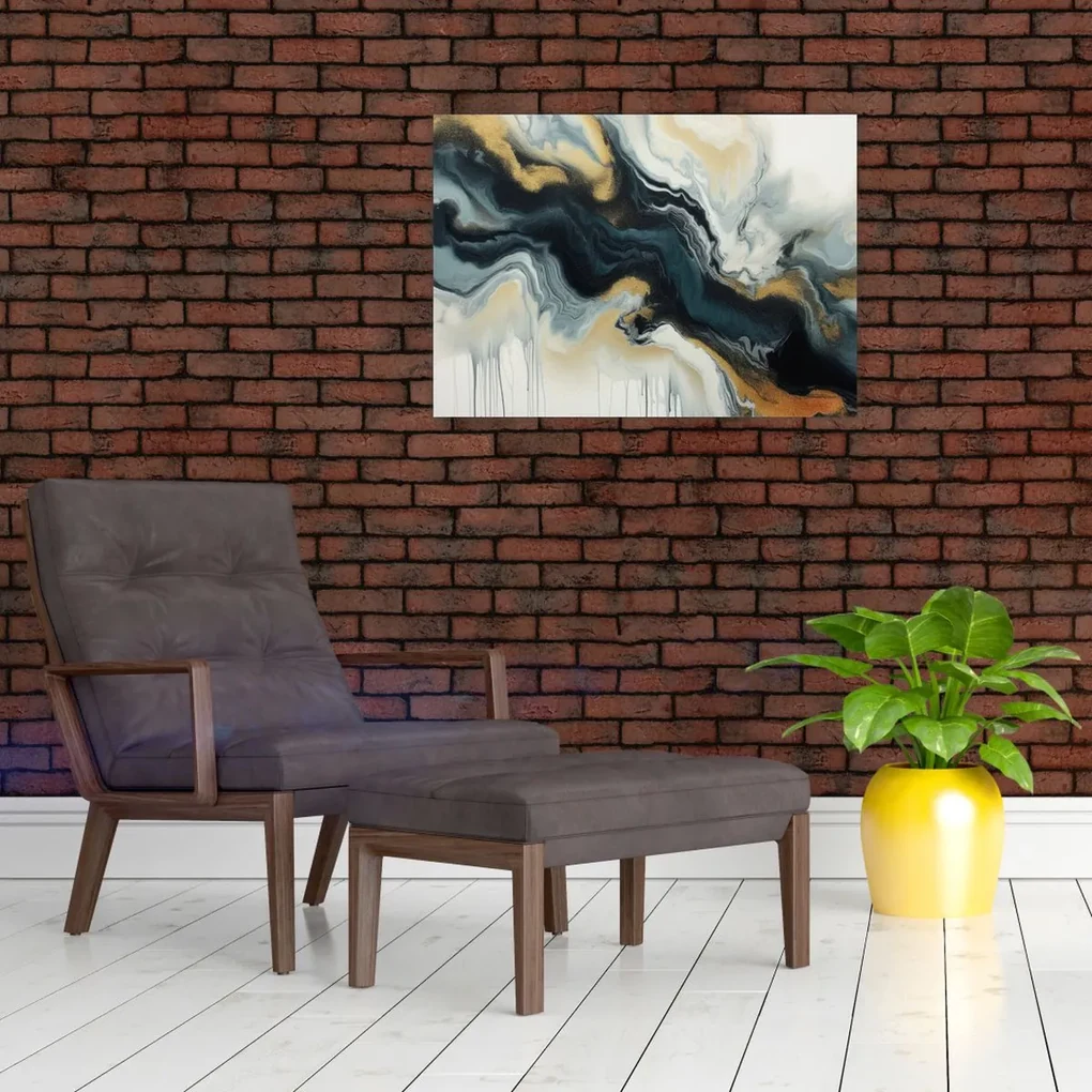Sklenený obraz - Mramorovaná kresba (70x50 cm)