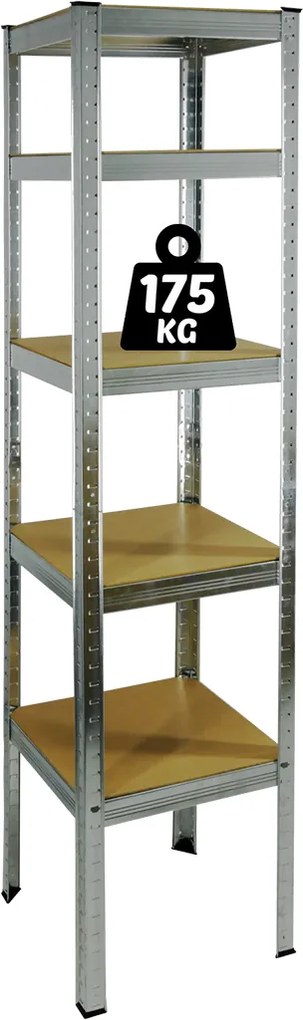 CH 5- policový úzky kovový úložný regál Tosca VII. 180 x 40 x 40 cm