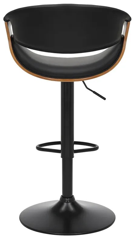 Barová stolička ORGANIC otočná čierna dekor orechového dreva