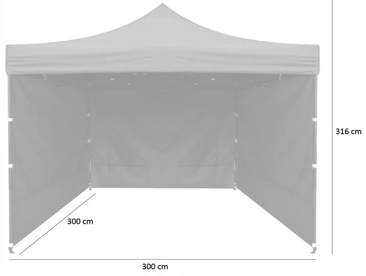 Trojstenný párty stan bez okien čierna 3m x 3m