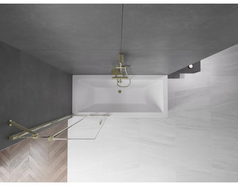 Mexen Velar, 2-krídlová posuvná vaňová zástena 70 x 150 cm, 8mm číre sklo, zlatý lesklý profil, 896-070-000-01-50