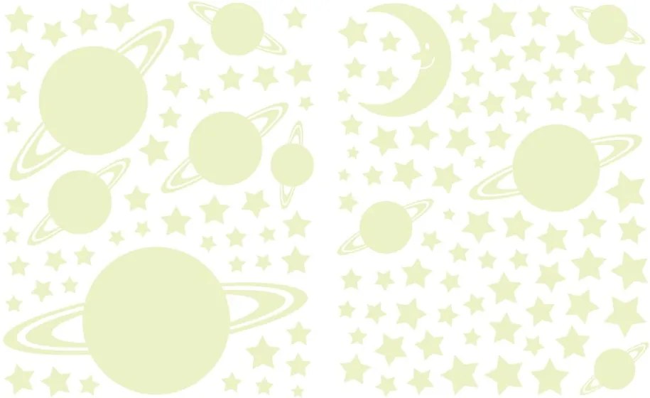 Sada nástenných detských svietiacich samolepiek Ambiance Moon Stars and Planet