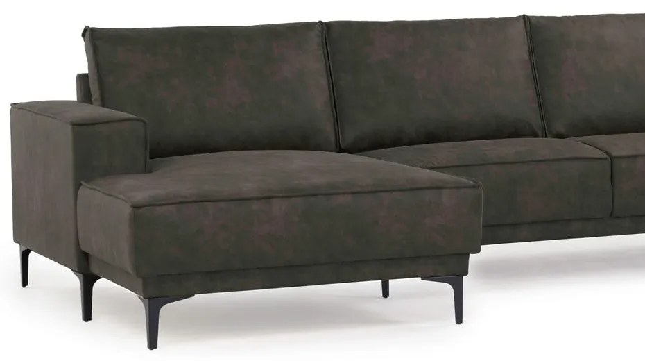 Antracitová rohová pohovka z imitácie kože (ľavý roh) Copenhagen – Scandic