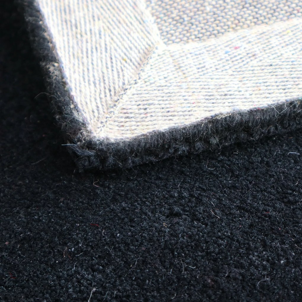 Ručne všívaný kusový koberec Asra wool čierna, 120x170, čierna, obývacia izba, Asra