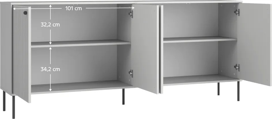 Komoda ARIS 4D, sivá