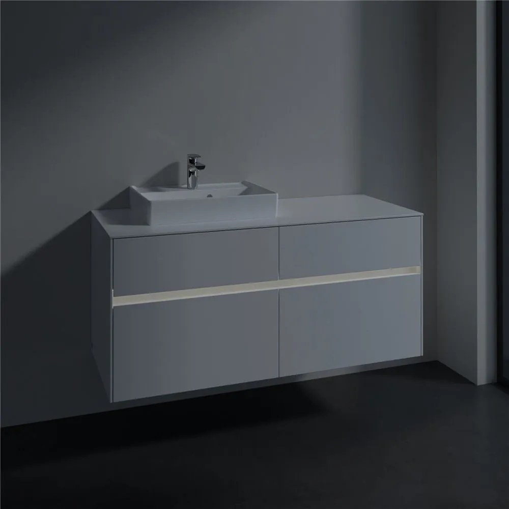 VILLEROY &amp; BOCH Collaro závesná skrinka pod umývadlo na dosku (umývadlo vľavo), 4 zásuvky, s LED osvetlením, 1200 x 500 x 548 mm, Glossy White, C071B0DH