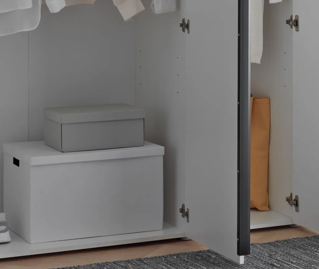 Šatníková skriňa so zrkadlom Kevo, 225 cm, biela