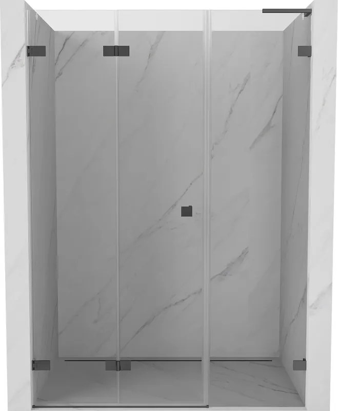 Mexen Lunar-F, L skladacie ľavé sprchové dvere 110 cm, 8mm číre sklo, grafitový profil, 836SL-110-050-95-00-L