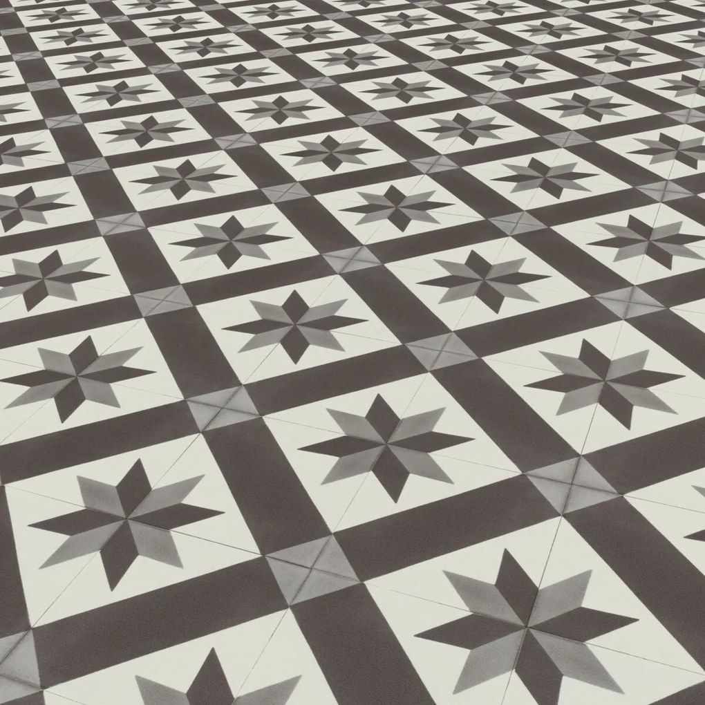 Gerflor, PVC podlaha - lino AladinTex Ultra 2226 Cordoba black/white, na mieru, šíře 4m, čiernobiela, filc, chodba / predsieň