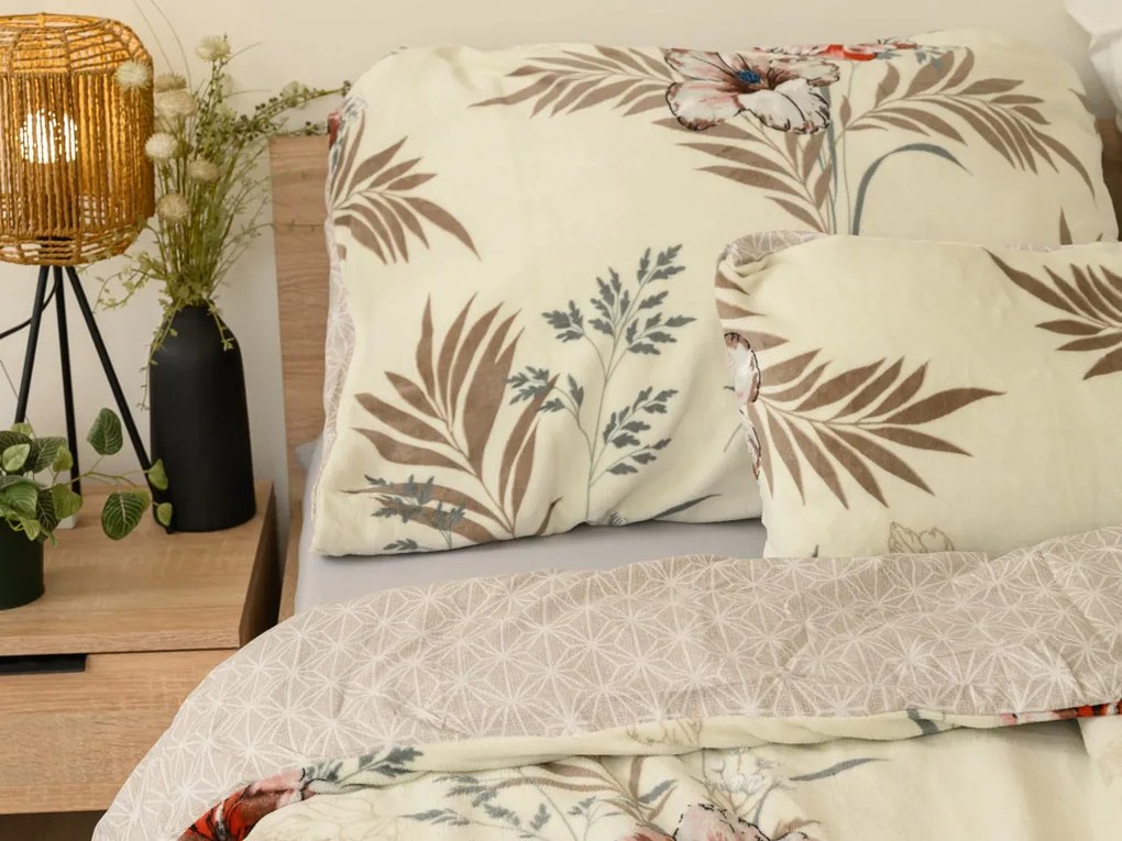 Obojstranné obliečky DUO SENSE SANDORA krémové + obliečka na vankúšik 40x50 cm ZDARMA Rozmer obliečky: 70 x 90 cm | 140 x 200 cm