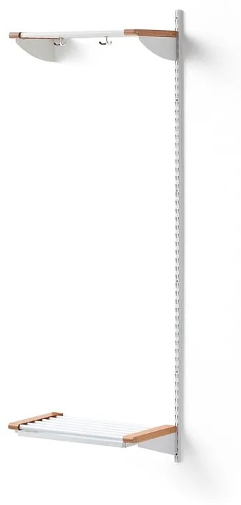 Vešiaková stena JEPPE s hornou policou, prídavná sekcia, 1790x600x310 mm, biela/dub