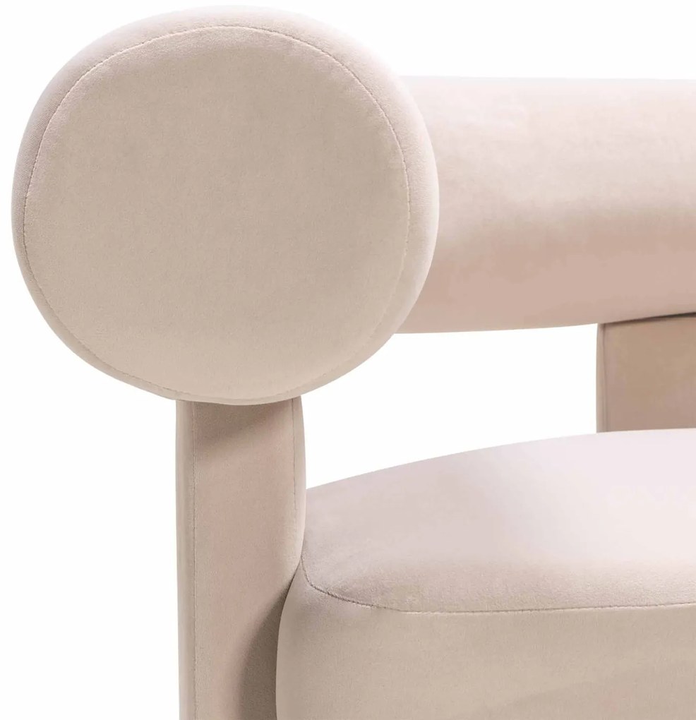 Designové sametové křeslo HELLA světle béžové