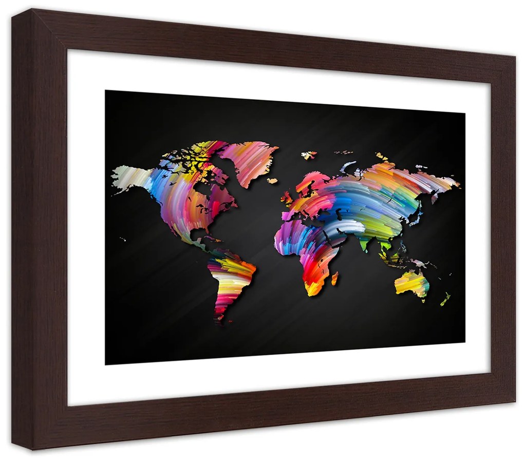 Gario Plagát Mapa sveta v rôznych farbách Farba rámu: Bez rámu, Rozmery: 60 x 40 cm