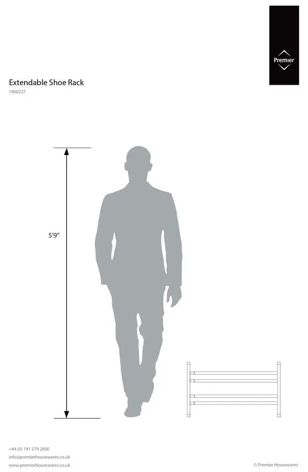 Kovový teleskopický stojan na topánky v striebornej farbe – Premier Housewares