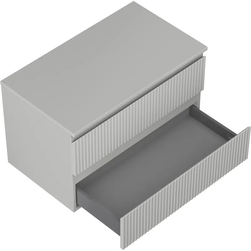 Mexen Rivel, kúpeľňová skrinka 80 cm s pracovnou doskou, 2 zásuvky, drážkovaná, matná sivá, 91A20-08047-2-BFFC62