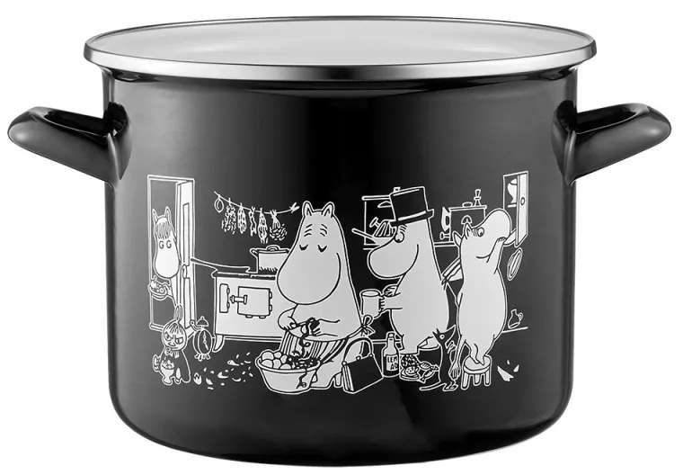 Hrniec Moomins in the Kitchen 3,5l, čierno-biely