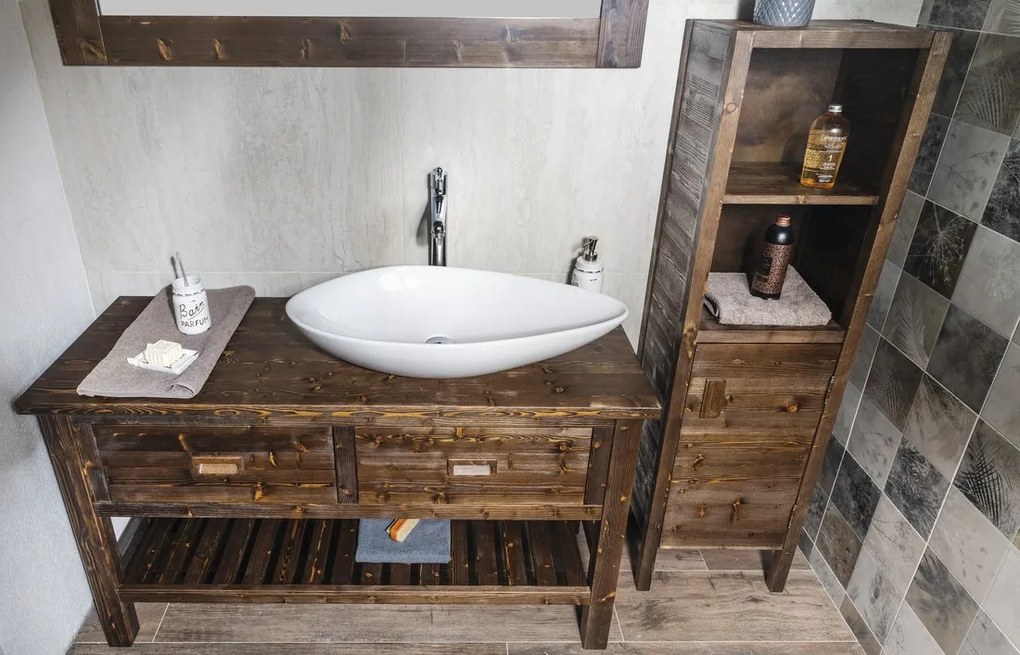 Sapho Sapho, BRAND umývadlová skrinka 130x73x50cm, morený smrek, BA131S