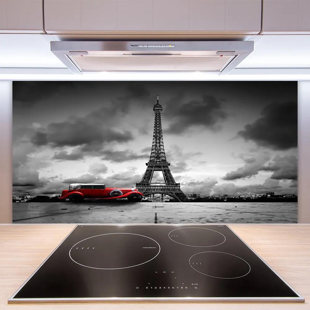 Sklenený obklad Do kuchyne Eiffelova veža paríž výhľad 120x60 cm