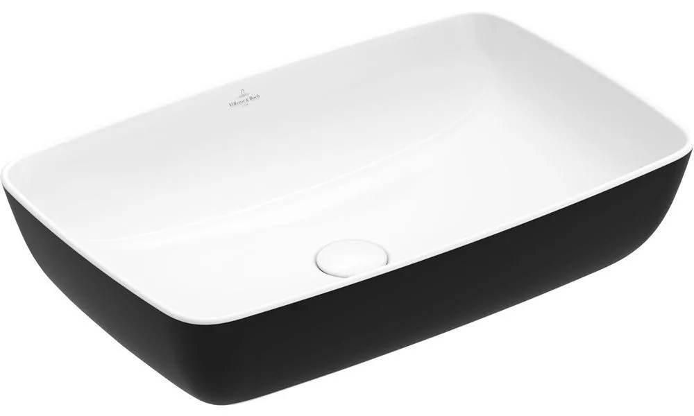 VILLEROY & BOCH Artis obdĺžnikové umývadlo na dosku bez otvoru, bez prepadu, 580 x 380 mm, Coal Black, 417258BCT8