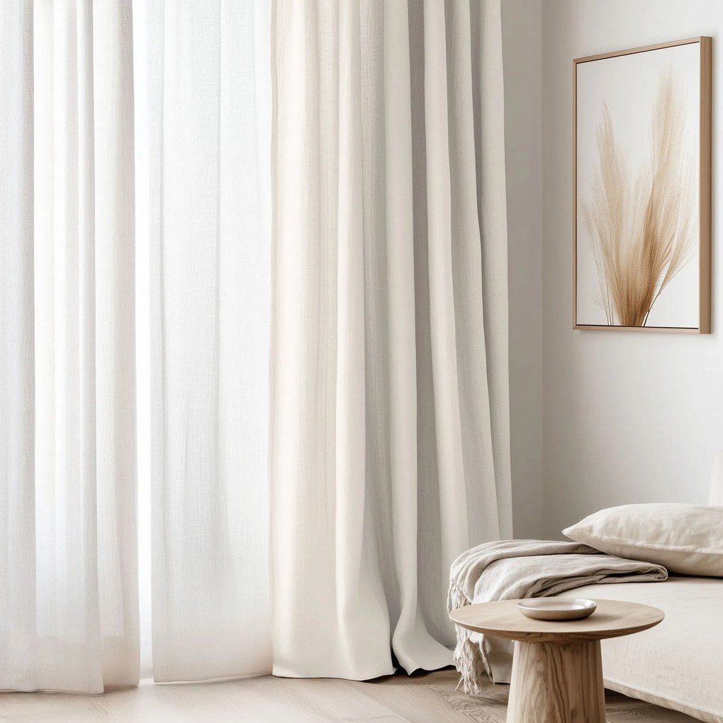 Goldea záves z ľanovej zmesi - slonová kosť 160x145 cm