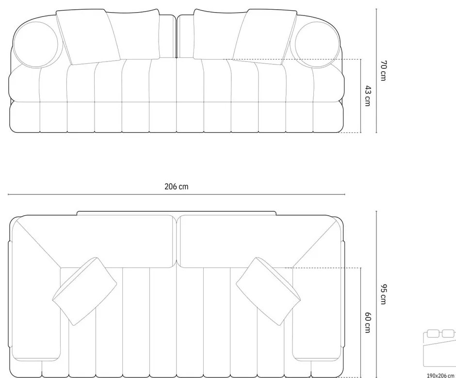 Zelená zamatová rozkladacia pohovka 206 cm Kemi – Cosmopolitan Design