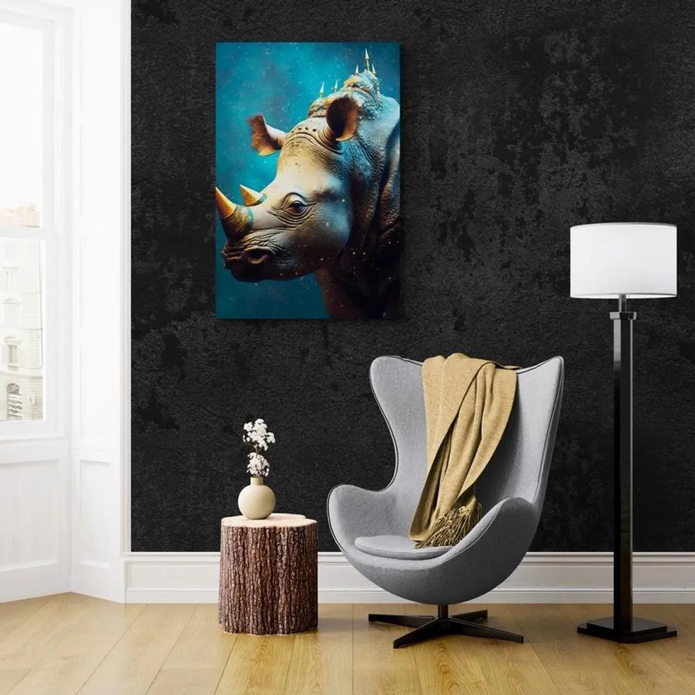 Obraz modro-zlatý nosorožec - 80x120