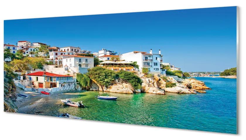 Obraz na akrylátovom skle Grécko stavieb pobrežie morská 120x60 cm