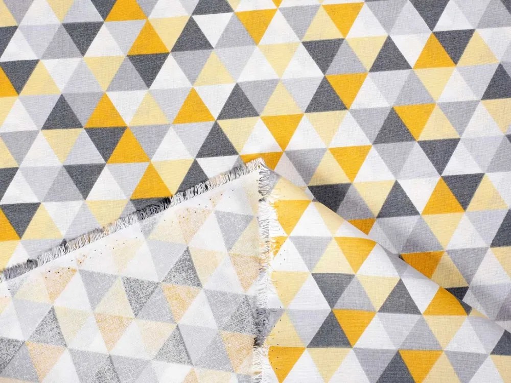 Biante Detský bavlnený záves Sandra SA-108 Žlto-sivé trojuholníčky 150x240 cm