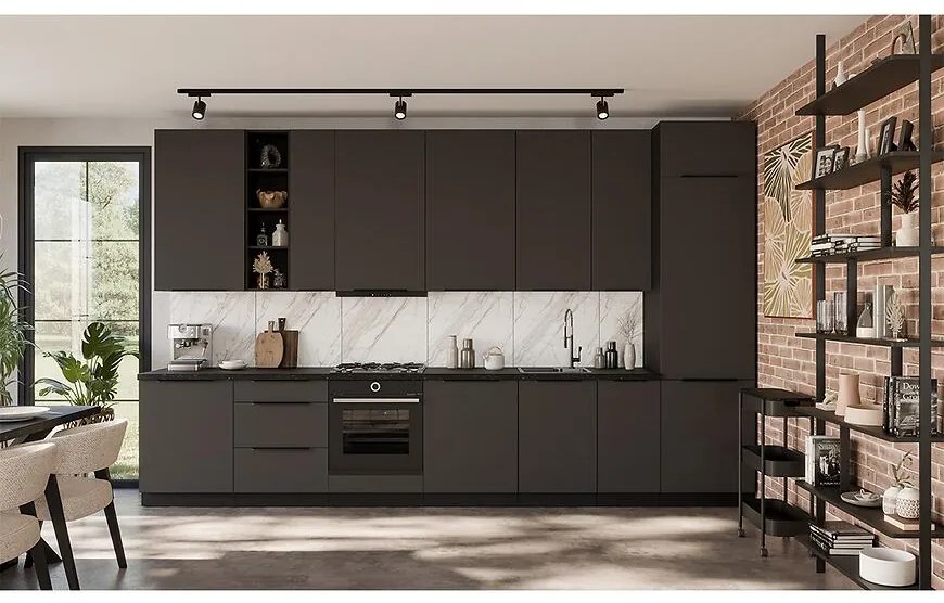 Kuchynská linka Aria GR/BL 390 cm bez kuchynskej dosky