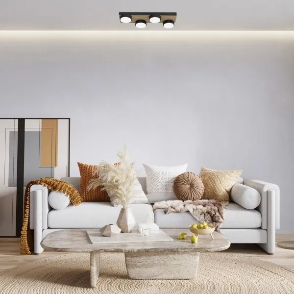 Stropné svietidlo SEMA 4xGX53/15W/230V čierna/hnedá/dub