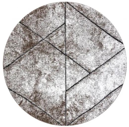 Moderný okrúhly koberec COZY 8872 Wall, geometrický, hnedý