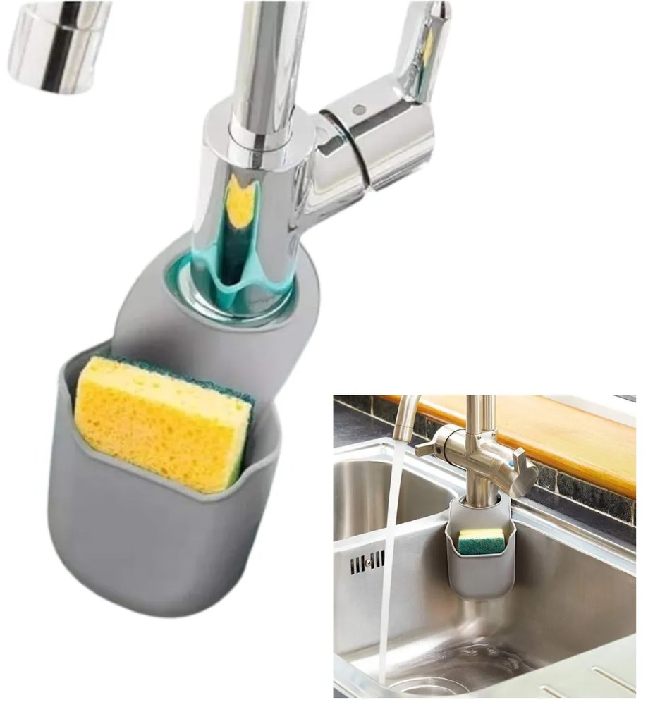 Goodhome Držiak na hubku, na batériu, silikónový sivý SiliBisk