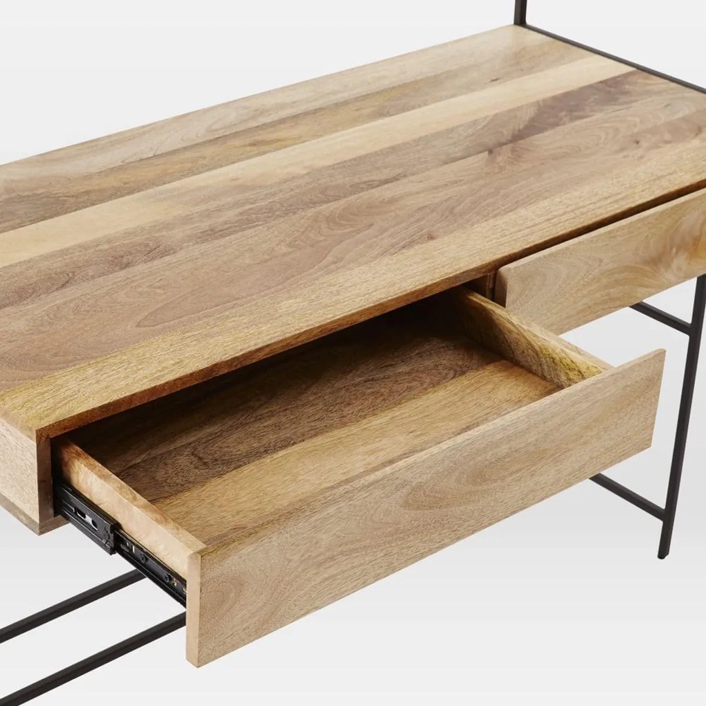 furniture-nabytek.cz - Drevený stôl s kovovým podstavcom z masívneho mangového dreva 130x213x55