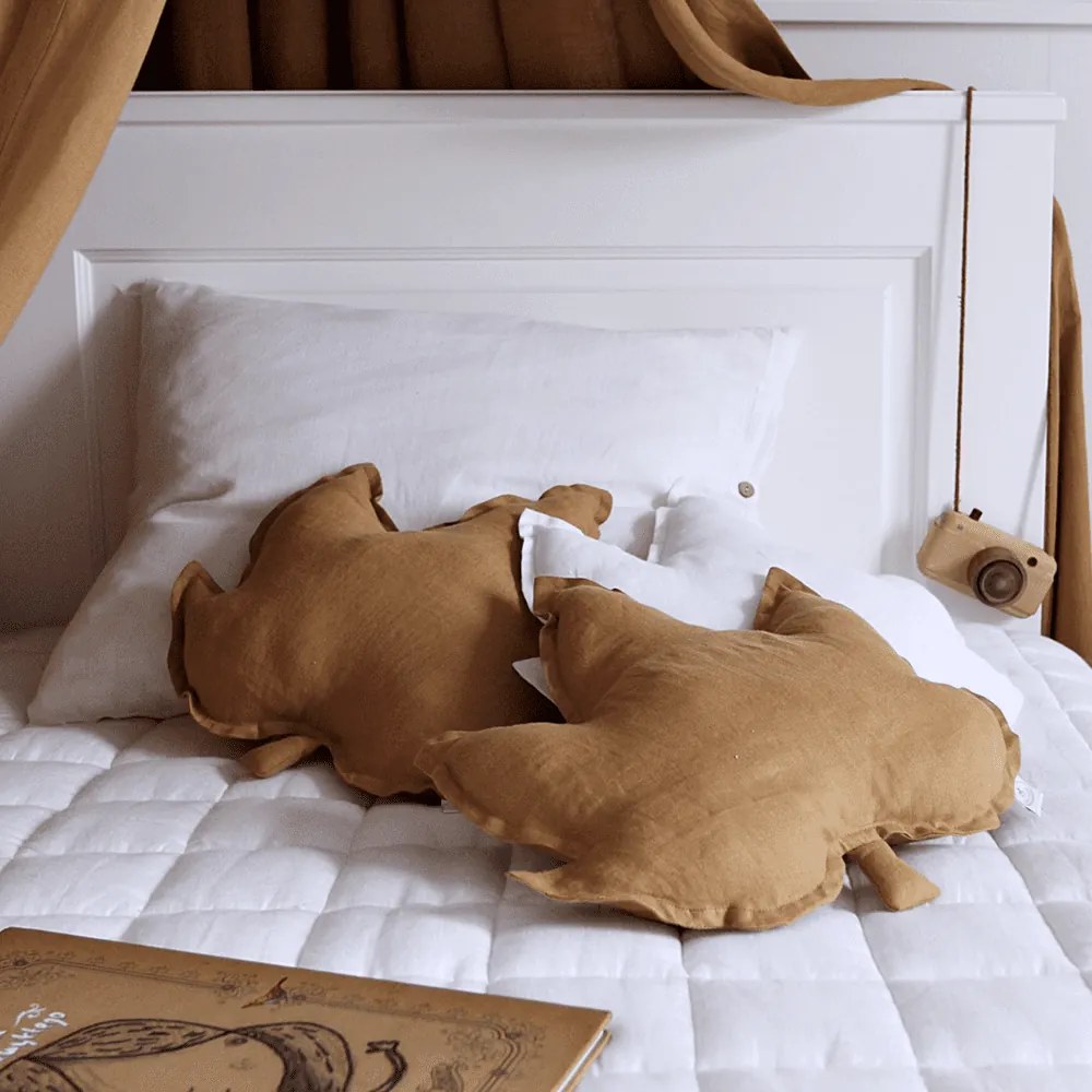 Ľanový vankúš javorový list karamelová 43x43 cm