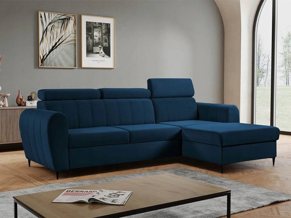 Rohová sedačka Potazuro Mini (modrá) (s úl. priestorom) (p)