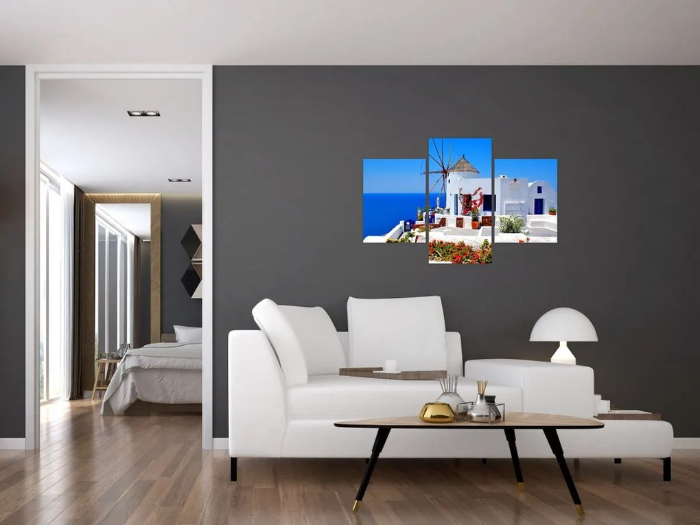 Obraz - Domček v Grécku (90x60 cm)