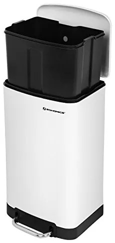 SongmicsHome Odpadkový kôš s pomalým zatváraním SLOW, 30l, biela