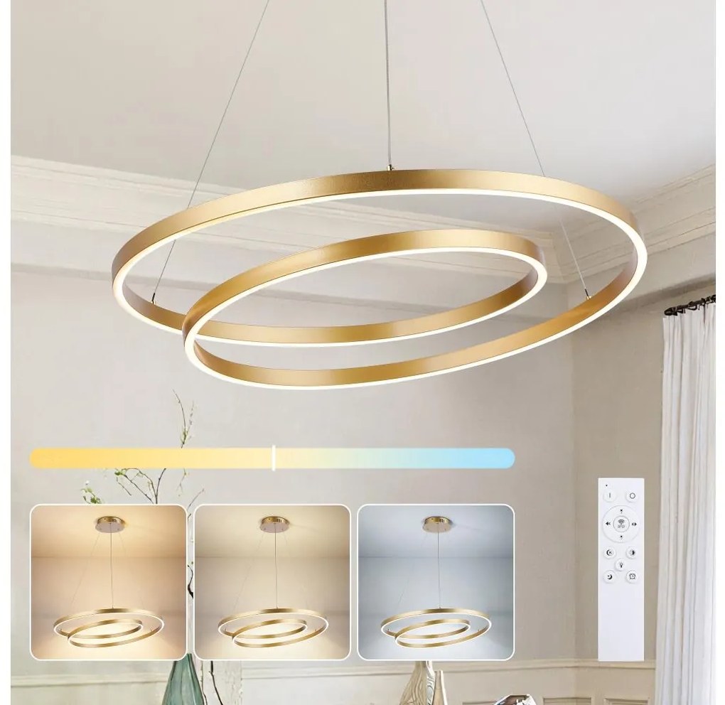 Brilagi-LED Stmievateľný luster na lanku TWISTER LED/75W/230V pr. 70 cm zlatý +DO