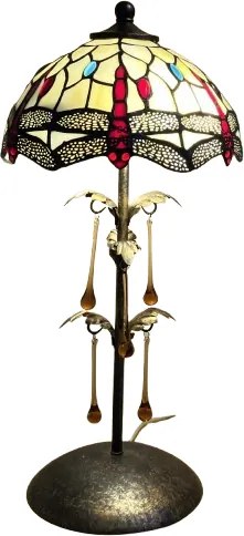 Lampa Tiffany VÁŽKA JANTAR Murano Drops Iron Base 56*25