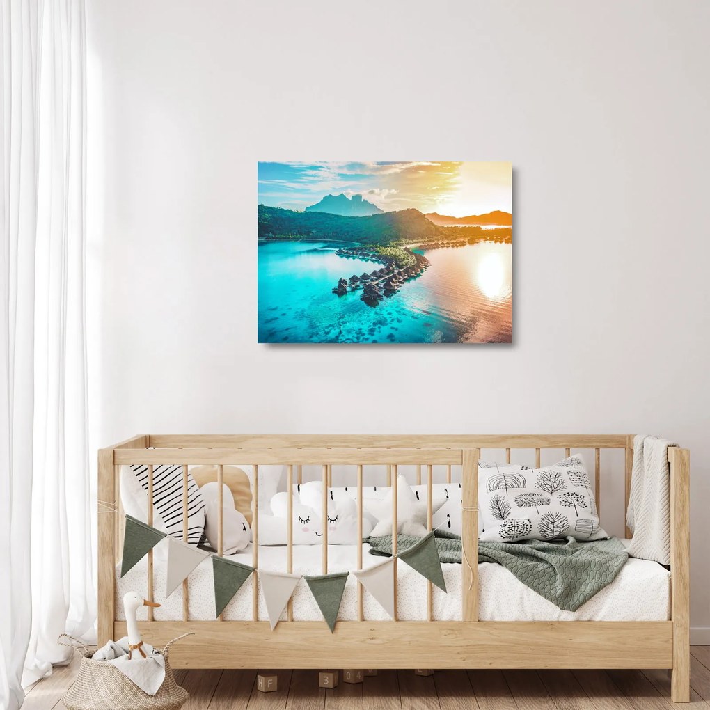 Sklenený obraz - Bora Bora (70x50 cm)