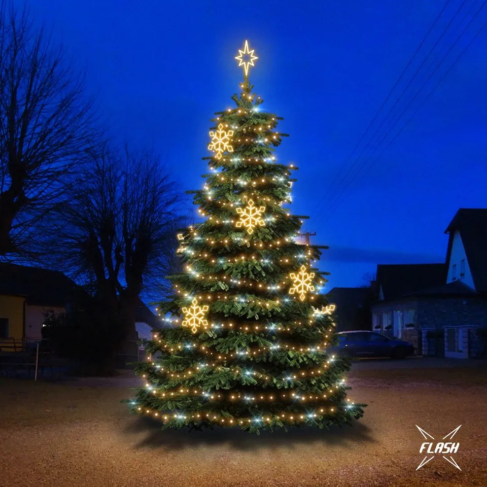 DECOLED LED světelná sada na vánoční stromy vysoké 6-8 m, teplá bílá s Flash, dekory DZX1EFD05W