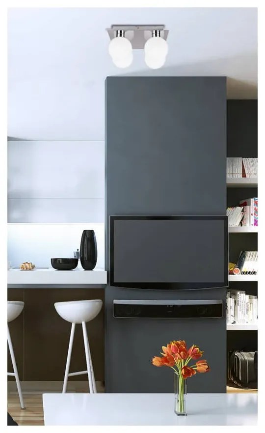 Stropné svietidlo v striebornej farbe so skleneným tienidlom 25x25 cm Oden - Candellux Lighting